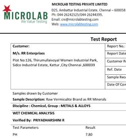 Raw Vermiculite Test Report